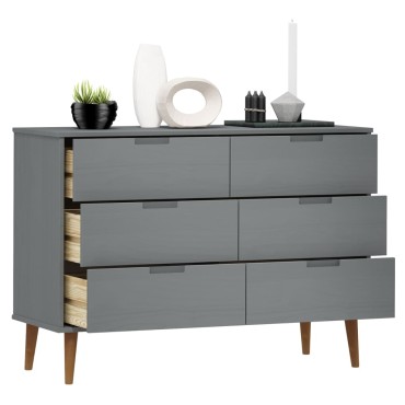 vidaXL Συρταριέρα MOLDE Γκρι 113x40x80cm από Μασίφ Ξύλο Πεύκου 1 τεμ.