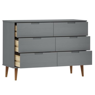 vidaXL Συρταριέρα MOLDE Γκρι 113x40x80cm από Μασίφ Ξύλο Πεύκου 1 τεμ.