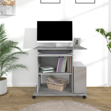 vidaXL Γραφείο Υπολογιστή Γκρι Sonoma 80x50x75cm Επεξεργασμένο Ξύλο 1 τεμ.