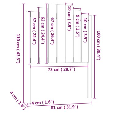 vidaXL Κεφαλάρι Κρεβατιού 81x4x110cm από Μασίφ Ξύλο Πεύκου 1 τεμ.