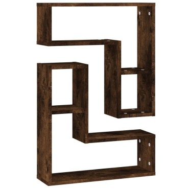 vidaXL Ραφιέρες Τοίχου 2 τεμ. Καπνιστή Δρυς 50x15x50cm Επεξεργ. Ξύλο