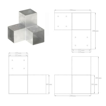 vidaXL Σύνδεσμος Στύλου Σχήματος Υ 101x101 χιλ. από Γαλβανισμ. Μέταλλο