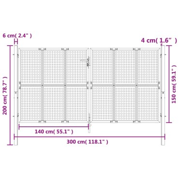 vidaXL Πύλη Κήπου Ανθρακί 300 x 150 εκ. Ατσάλινη