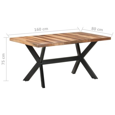 vidaXL Τραπεζαρία 160x80x75cm Μασίφ Ξύλο & Μελί Φινίρισμα 1 τεμ.