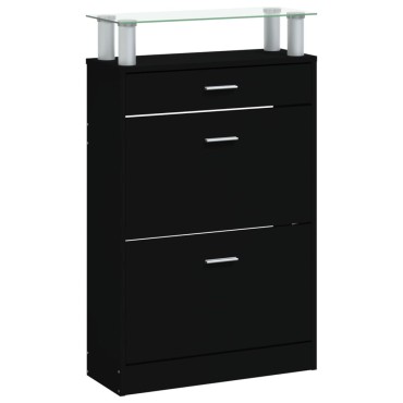 vidaXL Παπουτσοθήκη Μαύρη 63x24x104cm από Επεξεργασμένο Ξύλο