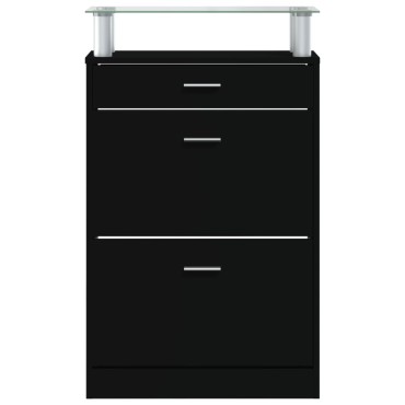 vidaXL Παπουτσοθήκη Μαύρη 63x24x104cm από Επεξεργασμένο Ξύλο