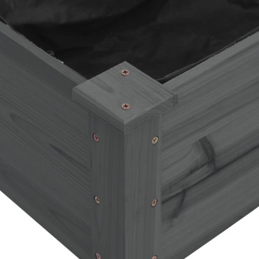 vidaXL Ζαρντινιέρα Υπερυψ. με Επένδυση Γκρι 120x45x25 εκ. Μασίφ Ελάτη