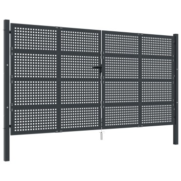 vidaXL Πύλη Κήπου Ανθρακί 400 x 175 εκ. Ατσάλινη
