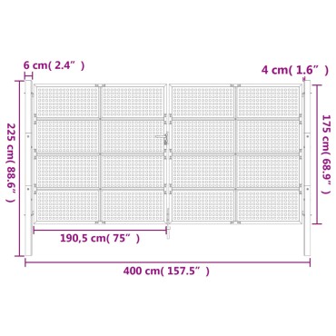 vidaXL Πύλη Κήπου Ανθρακί 400 x 175 εκ. Ατσάλινη