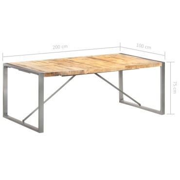vidaXL Τραπεζαρία 200x100x75cm από Μασίφ Ακατέργαστο Ξύλο Μάνγκο 1 τεμ.