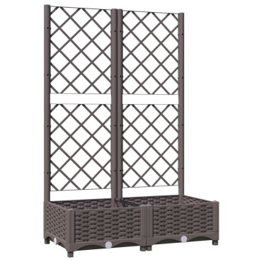 vidaXL Ζαρντινιέρα Κήπου με Καφασωτό Καφέ 80 x 40 x 121,5 εκ. από PP
