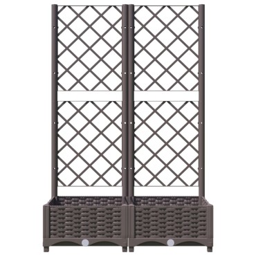 vidaXL Ζαρντινιέρα Κήπου με Καφασωτό Καφέ 80 x 40 x 121,5 εκ. από PP