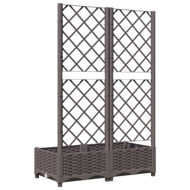 vidaXL Ζαρντινιέρα Κήπου με Καφασωτό Καφέ 80 x 40 x 121,5 εκ. από PP