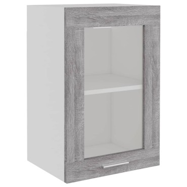 vidaXL Κρεμαστό Ντουλάπι Γυάλινο Lyon Γκρι Sonoma 40x31x60cm 1 τεμ.