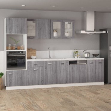 vidaXL Κρεμαστό Ντουλάπι Γυάλινο Lyon Γκρι Sonoma 40x31x60cm 1 τεμ.