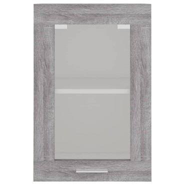 vidaXL Κρεμαστό Ντουλάπι Γυάλινο Lyon Γκρι Sonoma 40x31x60cm 1 τεμ.