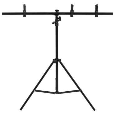 vidaXL Βάση Φόντου σε Σχήμα Τ Μαύρη 91 x 60 x (70-200) εκ.