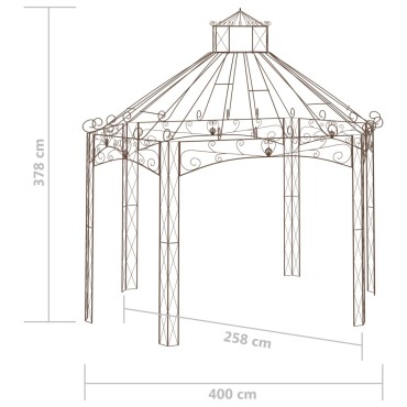 vidaXL Κιόσκι Κήπου Αντικέ Καφέ 400 x 258 x 378 εκ. Σιδερένιο