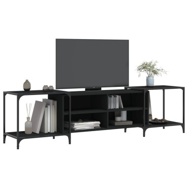vidaXL Έπιπλο Τηλεόρασης Μαύρο 203x37x50cm από Επεξεργασμένο Ξύλο