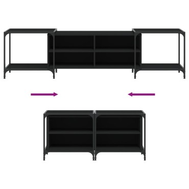 vidaXL Έπιπλο Τηλεόρασης Μαύρο 203x37x50cm από Επεξεργασμένο Ξύλο
