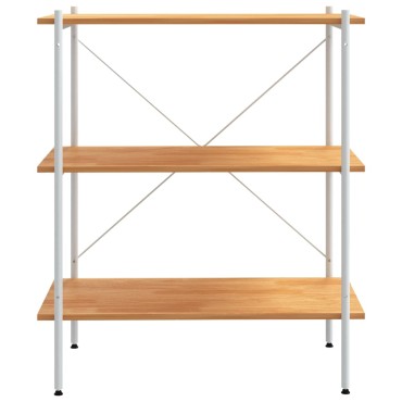 vidaXL Ραφιέρα 3 Επιπέδων Λευκή και Δρυς 80x40x92cm 1 τεμ.