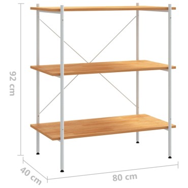 vidaXL Ραφιέρα 3 Επιπέδων Λευκή και Δρυς 80x40x92cm 1 τεμ.