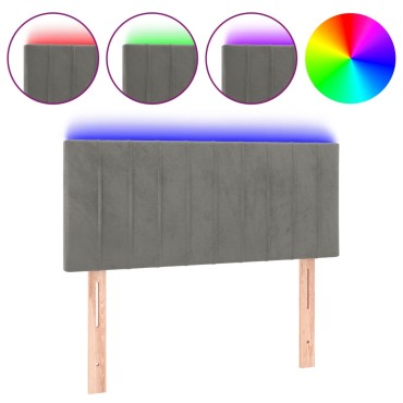 vidaXL Κεφαλάρι Κρεβατιού LED Ανοιχτό Γκρι 80x5x78/88cm Βελούδινο 1 τεμ.