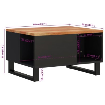 vidaXL Τραπεζάκι Σαλονιού 60x50x35cm από Μασίφ Ξύλο Ακακίας 1 τεμ.