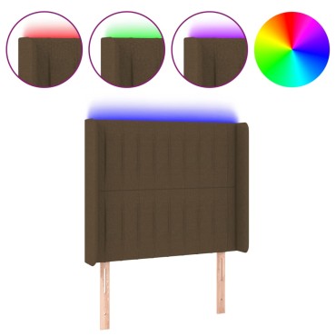 vidaXL Κεφαλάρι Κρεβατιού LED Σκούρο Καφέ 83x16x118/128cm Υφασμάτινο 1 τεμ.