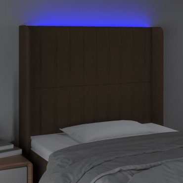 vidaXL Κεφαλάρι Κρεβατιού LED Σκούρο Καφέ 83x16x118/128cm Υφασμάτινο 1 τεμ.