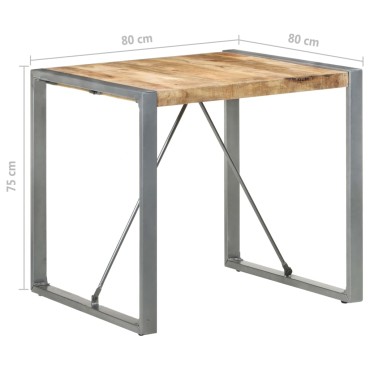 vidaXL Τραπεζαρία 80x80x75cm από Ακατέργαστο Ξύλο Μάνγκο 1 τεμ.