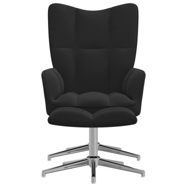 vidaXL Πολυθρόνα Relax Μαύρη Βελούδινη με Σκαμπό 62x68x98cm 1 τεμ.