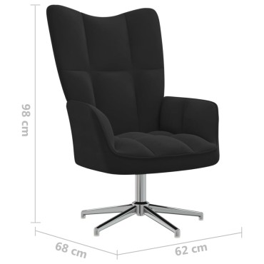 vidaXL Πολυθρόνα Relax Μαύρη Βελούδινη με Σκαμπό 62x68x98cm 1 τεμ.
