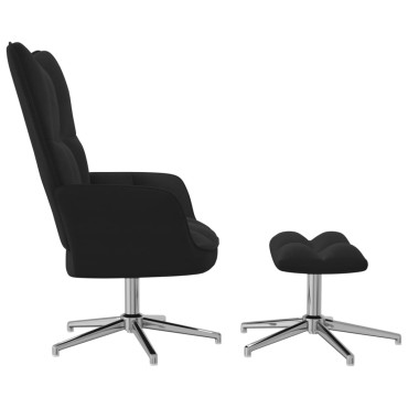 vidaXL Πολυθρόνα Relax Μαύρη Βελούδινη με Σκαμπό 62x68x98cm 1 τεμ.