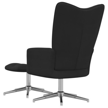 vidaXL Πολυθρόνα Relax Μαύρη Βελούδινη με Σκαμπό 62x68x98cm 1 τεμ.