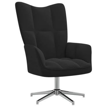 vidaXL Πολυθρόνα Relax Μαύρη Βελούδινη με Σκαμπό 62x68x98cm 1 τεμ.