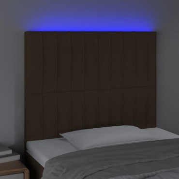 vidaXL Κεφαλάρι Κρεβατιού LED Σκούρο Καφέ 80x5x118/128cm Υφασμάτινο 1 τεμ.