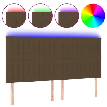 vidaXL Κεφαλάρι Κρεβατιού LED Σκούρο Καφέ 180x5x118/128cm Υφασμάτινο 1 τεμ.