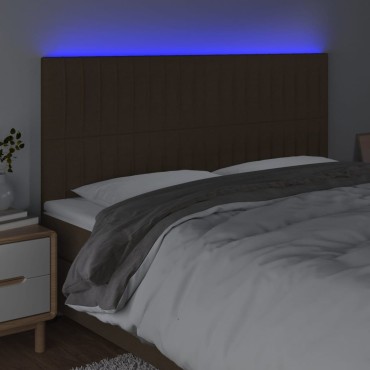 vidaXL Κεφαλάρι Κρεβατιού LED Σκούρο Καφέ 180x5x118/128cm Υφασμάτινο 1 τεμ.