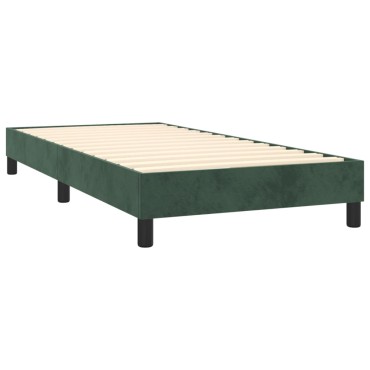 vidaXL Κρεβάτι Boxspring με Στρώμα Σκούρο Πράσινο 100x200εκ. Βελούδινο