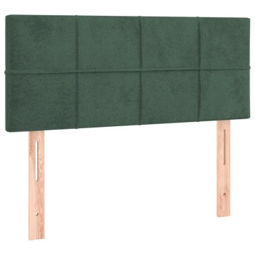 vidaXL Κρεβάτι Boxspring με Στρώμα Σκούρο Πράσινο 100x200εκ. Βελούδινο