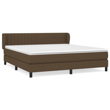 vidaXL Κρεβάτι Boxspring με Στρώμα Σκούρο Καφέ 160x200 εκ Υφασμάτινο