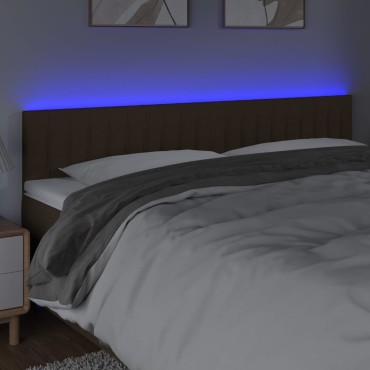 vidaXL Κεφαλάρι Κρεβατιού LED Σκούρο Καφέ 160x5x78/88cm Υφασμάτινο 1 τεμ.