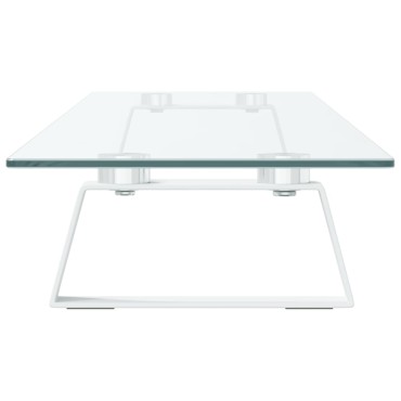 vidaXL Βάση Οθόνης Λευκή 100 x 20 x 8 εκ. από Ψημένο Γυαλί και Μέταλλο