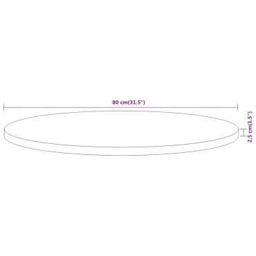 vidaXL Επιφάνεια Τραπεζιού Στρογγυλή 80x2,5cm Μασίφ Ξύλο Ακακίας 1 τεμ.