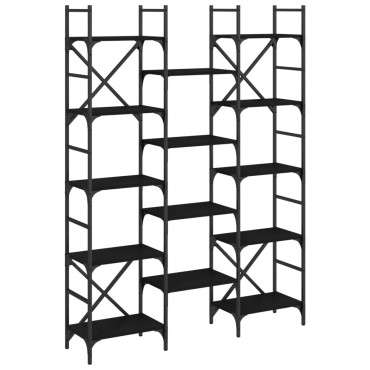 vidaXL Βιβλιοθήκη Μαύρη 127,5x28,5x172,5cm από Επεξεργασμένο Ξύλο 1 τεμ.