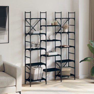 vidaXL Βιβλιοθήκη Μαύρη 127,5x28,5x172,5cm από Επεξεργασμένο Ξύλο 1 τεμ.