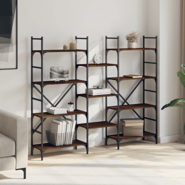 vidaXL Βιβλιοθήκη Καφέ Δρυς 160x28,5x136,5cm Επεξεργασμένο Ξύλο 1 τεμ.