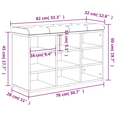 vidaXL Παπουτσοθήκη Γκρι Σκυρ. 82x32x50cm από Επεξεργασμένο Ξύλο 1 τεμ.