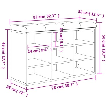 vidaXL Παπουτσοθήκη Μαύρη 82x32x50cm από Επεξεργασμένο Ξύλο 1 τεμ.